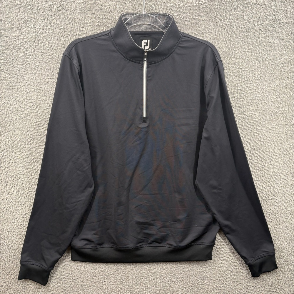 FootJoy 1/4 Zip Pullover Mens M Black Golf Performance Long Sleeve Stretch FJ